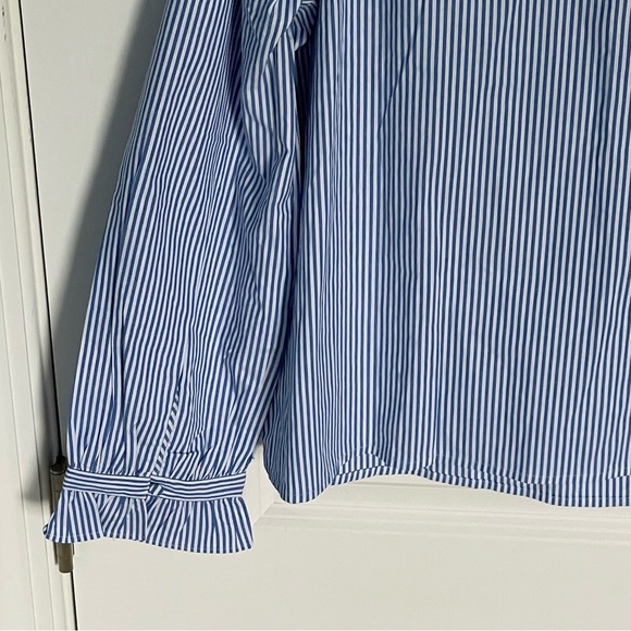 New! J. Crew button shoulder Top blouse stripe blue white 47281 - Picture 10 of 13